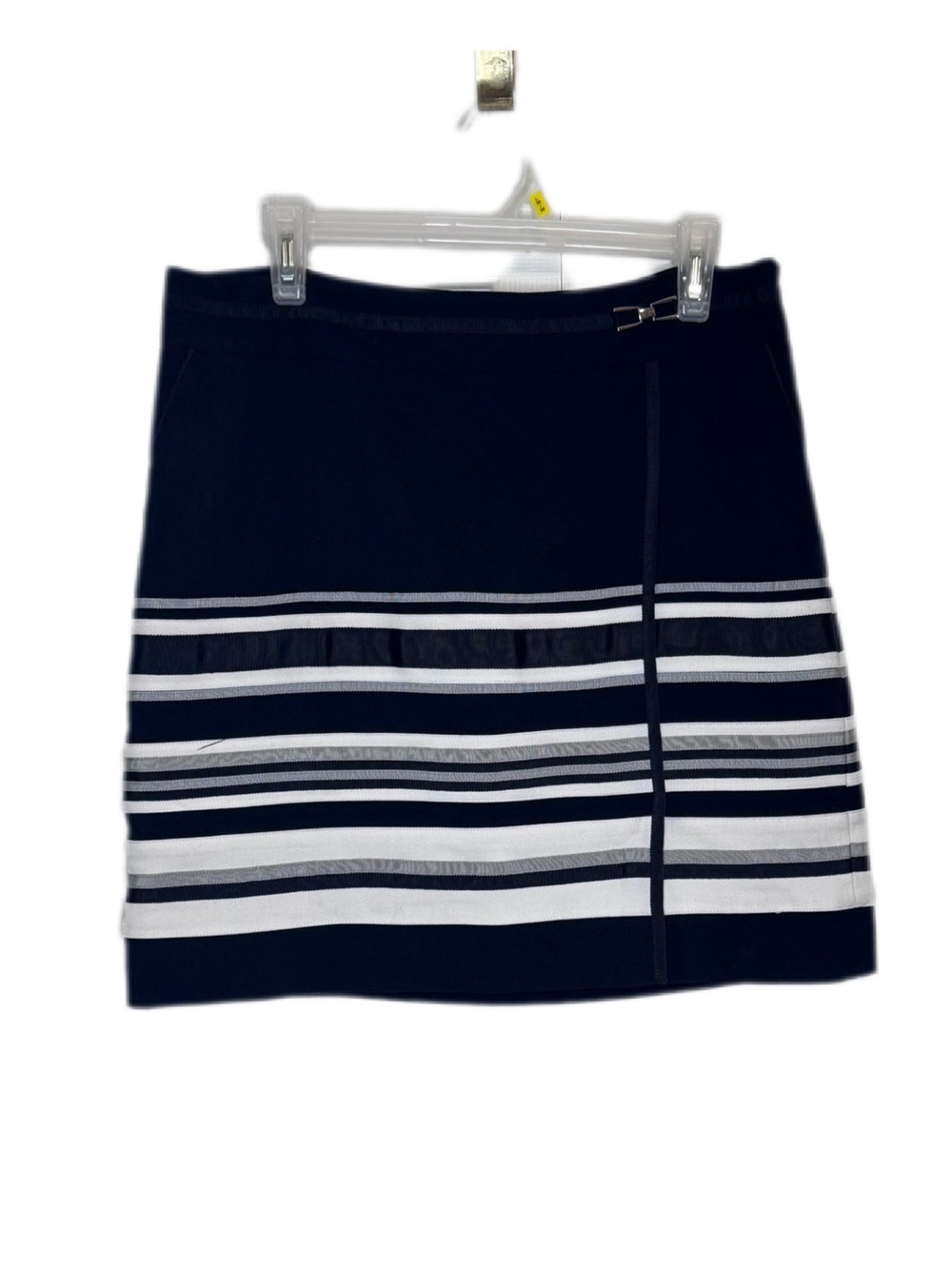 White House Black Market Black and White Striped Mini Skirt